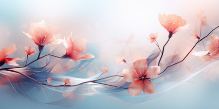 abstract flowering branch on a light background, beautiful floral background.の素材