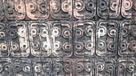 Beautiful pattern on the surface of old orange brick blocks.の写真素材