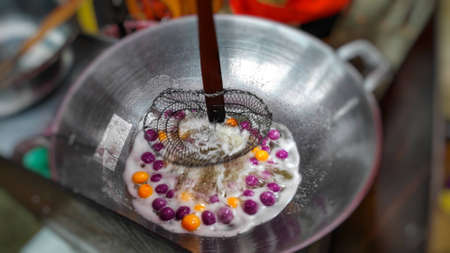 Thai desserts on street food stalls, Bangkok, Thailand.の写真素材
