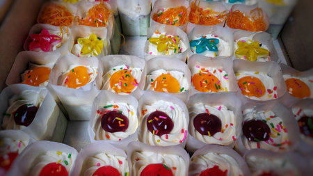 Thai desserts on street food stalls, Bangkok, Thailand.