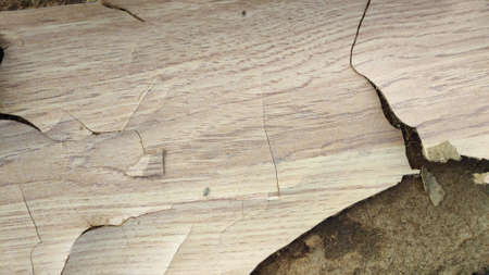 Stock Photo - The brown planks are cracked and damaged.の写真素材