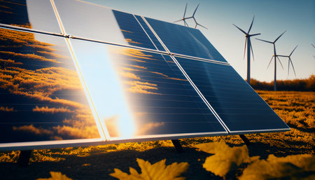 Green, Sustainable, Clean, and Renewable Energy. Green energy concept, alternative energy sources.の素材
