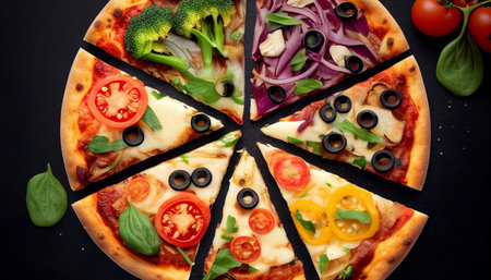 Healthy Homemade Pizza,Vegetable Toppings,Vegan Pizza.
Benefits of vegetables and spices,low-fat for weight loss,minus the excess oil, additives, and calories.の素材