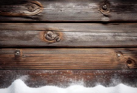 Christmas wooden plank with snowy and copy space for text.
Old wood plank texture with snow frame,border.Vintage and rustic style.の素材