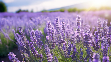 Lavender flowers blooming on lavender field background.の素材