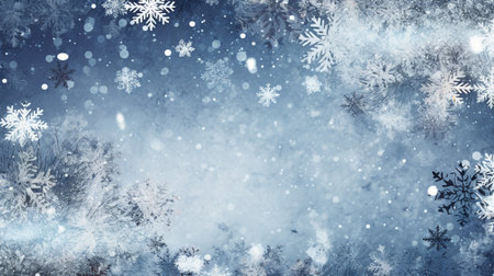 Christmas winter blue background with snowflakes and space for text.
Merry Christmas & Happy New Year concept.の素材