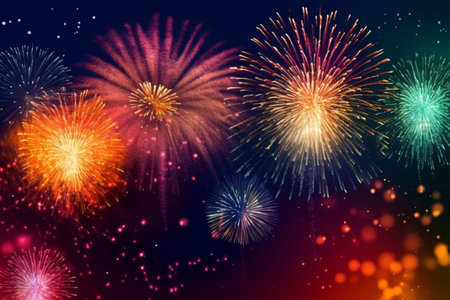 Colorful firework background for celebration happy new year and merry christmas.
Fireworks light up the sky with dazzling display for celebration.の素材