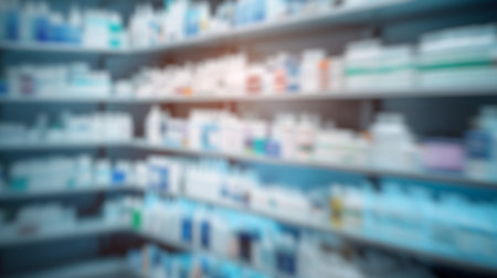 Blurred background of pharmacy drugstore with bokeh light.の素材