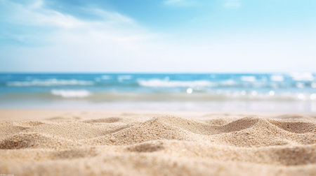 Close up of sand on the beach with blue sky and sea background.
Tourism travel concept.
Summer background concept.
Concept of copy space for text or product mockup.の素材