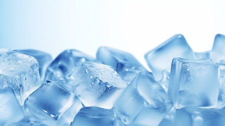 Ice cubes on blue background. Concept of cold drinks.
Concept of ice cubes pile mockup.の素材