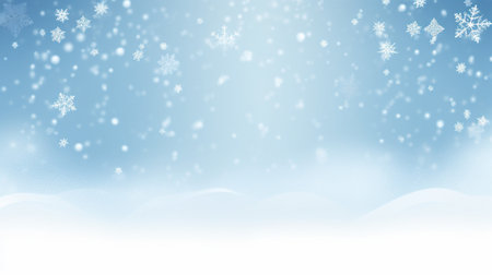 Christmas snow background with snowflakes and falling snow. Concept of product and mockup for Christmas Day or New Year's Day.の素材