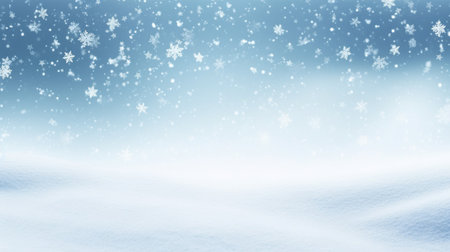 Winter background with snowflakes and falling snow.Winter background with pile of snow and snow falling background. Concept of copy space for text or image.の素材
