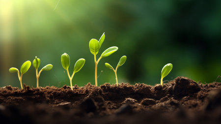 Green seedling illustrating concept of new life and investment in agriculture.Concept of planting seedlings of agriculture.
Concept of environmental,World Environment Day.の素材