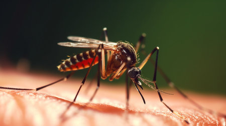 Mosquito on the human body, close-up, macro.の素材