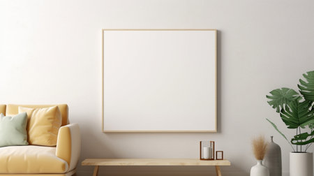 Mock up poster frame in interior background, Scandinavian style, 3D render.の素材