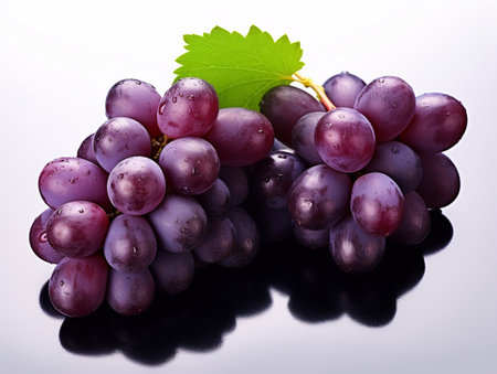 Bunch of red grapes with green leaves on a black reflective background,studio shot.Red wine drink concept.Red wine drink concept.
Grape juice drink concept.の素材