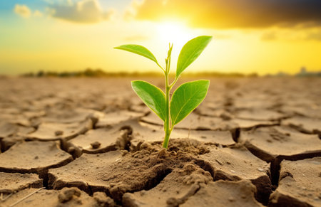 Green seedling growing on cracked earth with sunset background.Global warming and climate change concept.
World Environment Day, Earth Day Concept.
Carbon Trading Concept.の素材
