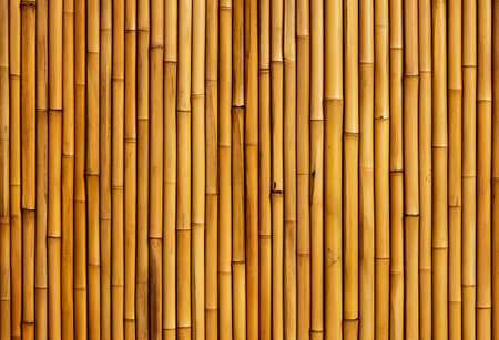 Wooden bamboo wall background.Texture of bamboo fence.の素材