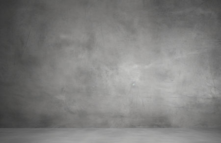 Grungy concrete wall and floor as background in loft style for product display with copy space for text.の素材