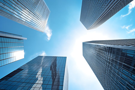 Skyscrapers in the city,bottom view of modern skyscrapers.の素材