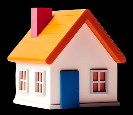 House model isolated on a black background.Concept of home loan, home mortgage, home pawn, home purchase, home sale, home rental.の素材
