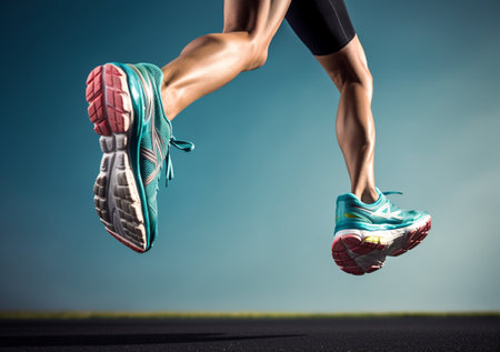 Runner athlete running on the road. Sport and healthy lifestyle concept.の素材