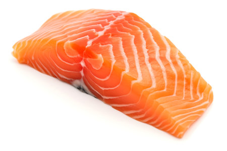 Salmon fish fillet isolated on a white background.の素材
