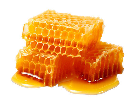 Honeycomb with honey isolated on white background.The concept of organic honey as an ingredient for food, beverage and beauty products.の素材