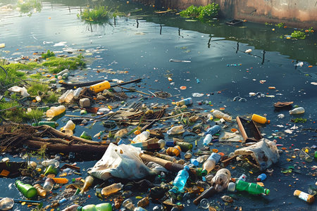 Industrial wastewater full of garbage.
Air Pollution,Industrial Waste,Industrial Pollution, Environmental Pollution Concept.の素材