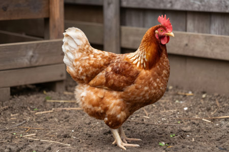 Healthy Free-Range Chicken in Traditional Rural Farm Environment.の素材