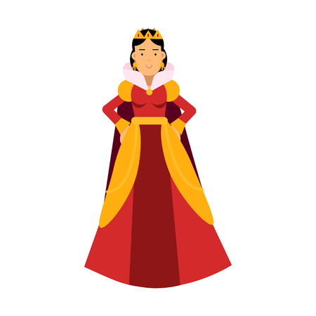 Majestic queen in red dress and gold crownのイラスト素材