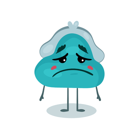 Blue unhappy purse humanized character, money and finance concept cartoon vector Illustrationのイラスト素材