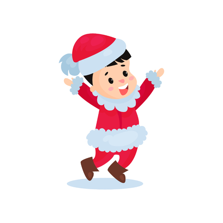Happy little boy in the costume of Santa Clausのイラスト素材