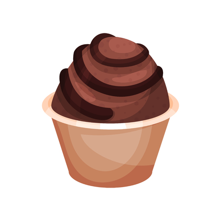 Chocolate cupcake cartoon vector Illustration on a white backgroundのイラスト素材