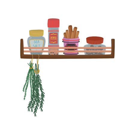 Different jars with herbs and spicesのイラスト素材