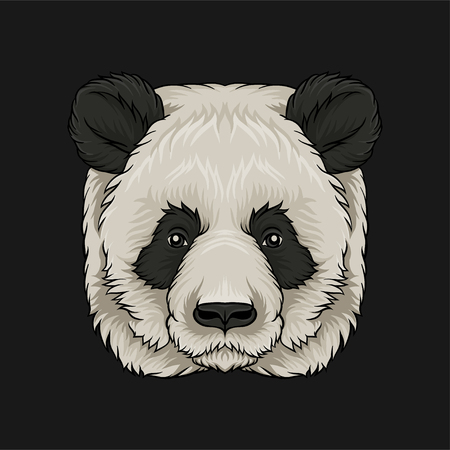 Head of panda bear, face of wild animal hand drawn vector Illustrationのイラスト素材