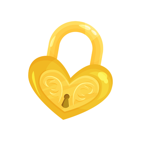 Heart shaped golden padlock vector Illustrationのイラスト素材