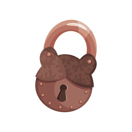 Retro bronze old padlock vector Illustrationのイラスト素材