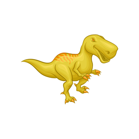 Cartoon Tyrannosaurus Rex. Prehistoric reptile. Large green dinosaur. Colorful flat vector element for mobile game or children s encyclopedia.のイラスト素材