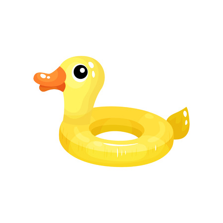 Inflatable swimming ring in shape of funny yellow duck.のイラスト素材