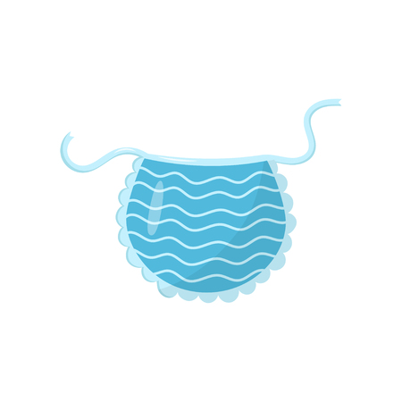 Cute bright blue kitchen apron. Flat vecto icon of women s cooking dress. Protective garment of housewifeのイラスト素材