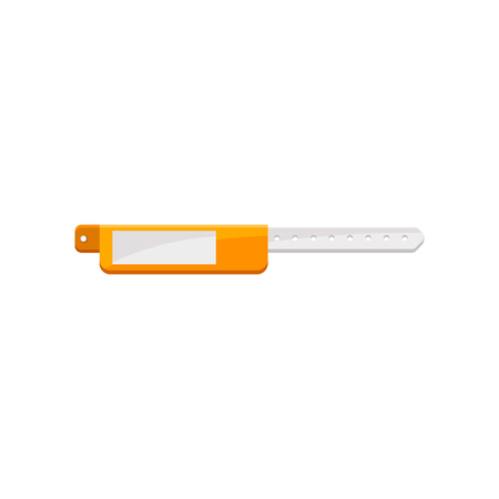 Bracelet, orange ad white template for security access, control or identification at events vector Illustration on a white backgroundのイラスト素材