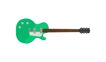 Green electric guitar, rock music instrument vector Illustration on a white backgroundのイラスト素材