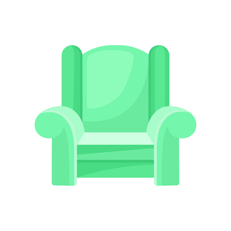 Green comfortable armchair, living room furniture, interior design element vector Illustration isolated on a white background.のイラスト素材
