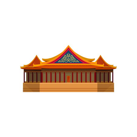 National theater of Taiwan. Asian architecture theme. Famous tourist attraction. Flat vector for mobile app, travel poster or bannerのイラスト素材