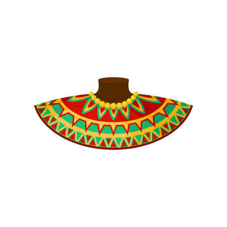 African neck decoration with traditional ornament, ethnic accessory, authentic symbol of Africa vector Illustration isolated on a white background.のイラスト素材