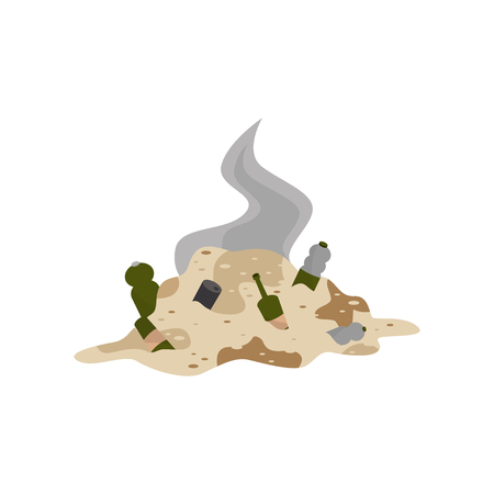 Pile of decaying garbage, environmental pollution problem vector Illustration isolated on a white background.のイラスト素材