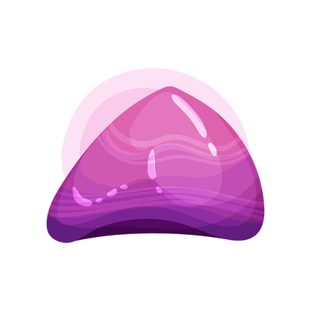 Cartoon icon of beautiful pink gemstone. Shiny stone with smooth surface. Geology theme. Natural material. Colorful element for poster of jewelry store. Flat vector design isolated on white backgroundのイラスト素材