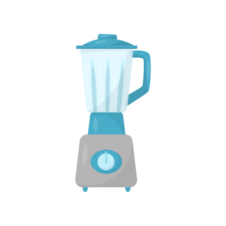 Kitchen blender with glass jug. Electric mixing machine. Household appliance. Flat vector for advertising poster or flyerの写真素材
