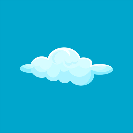 Cartoon icon of small light blue flying cloud. Sky and weather element. Flat vector for children book, wall decor or mobile gameの写真素材